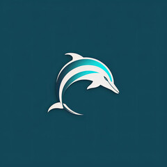 Naklejka premium minimalist dolphin isolated logo generative ai