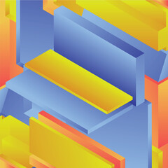 Abstract multi-colored geometric background drawn in an isometric style