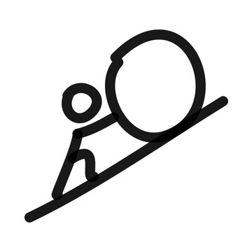 Sisyphus rolling a rock up a mountain doodle