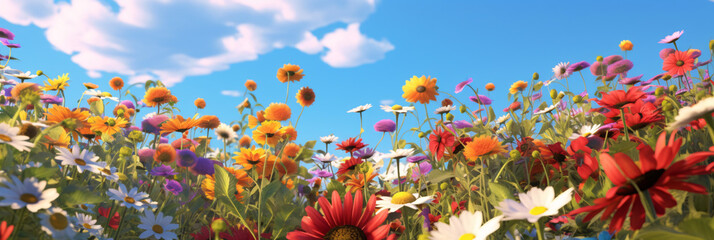Flower Field Scenery Background Wallpaper