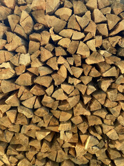 Chopped wood, stacked, pine, oak