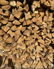 Chopped wood, stacked, pine, oak