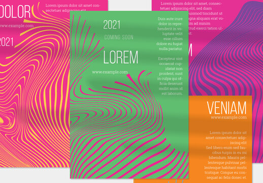 Flyer Layout with Marble Flat Abstract Elements