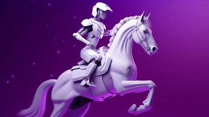 Obraz na płótnie Canvas The robot rides a robot horse. Generative AI