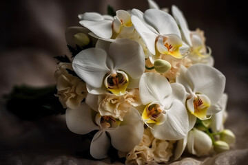 Naklejka na ściany i meble Beautiful wedding bouquet close-up, AI Generated