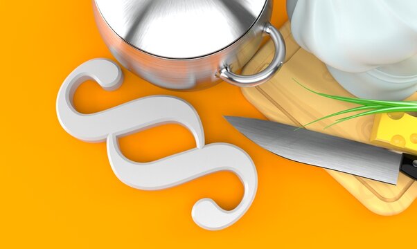 Paragraph symbol with kitchen pot and cooking hat