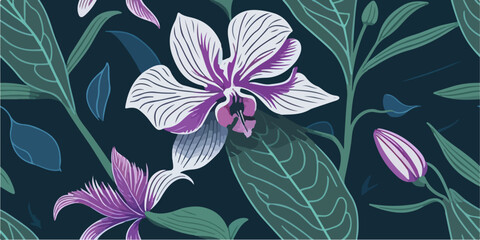 Patterns Unleashed: Orchid Flowers Adorning a Tropical Oasis