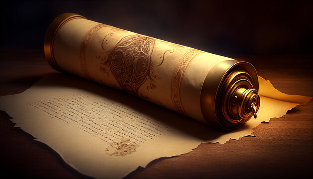 Roll of paper with seal, Open parchment scroll that seems realistic