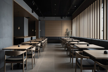 Minimalist-style restaurant with nobody around