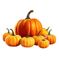 pumpkin patch isolated on a transparent background, generative ai