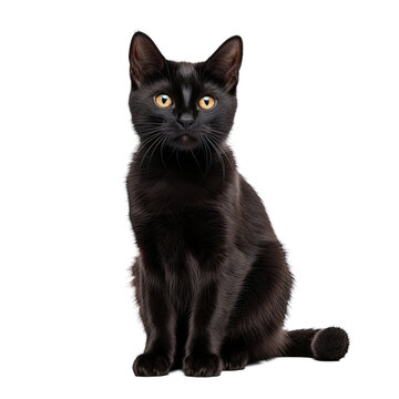 black cat isolated on a transparent background, generative ai
