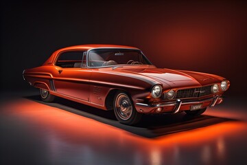 Fototapeta na wymiar Vintage car on a dark background. generative ai