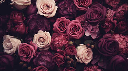 a lot of roses in a wallpaper style, wedding gift card, ai generated image