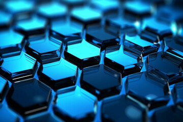Obraz premium Abstract background formed from Futuristic blue hexagon , Glass blue Pattern, Geometric Crystals, Abstract