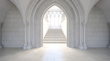 Naklejka premium a medieval inspired white royal entrance mockup, ai generated image