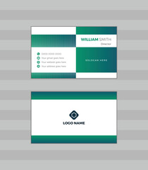 Modern green geometric business card template.