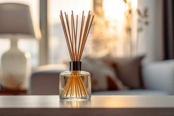 An aromatic diffuser in the house. Generative AI technology.