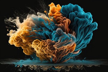 Colorful ink in water on a black background