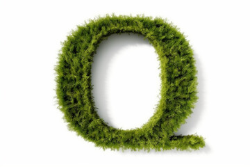 A letter O with grass on a white background, eco text effect, isolated letter with grass effect high quality