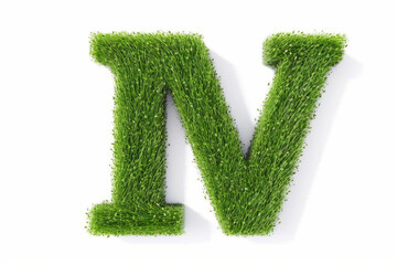 A letter m with grass on a white background, eco text effect, isolated letter with grass effect high quality