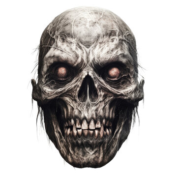 ghoulish face isolated on a transparent background, generative ai