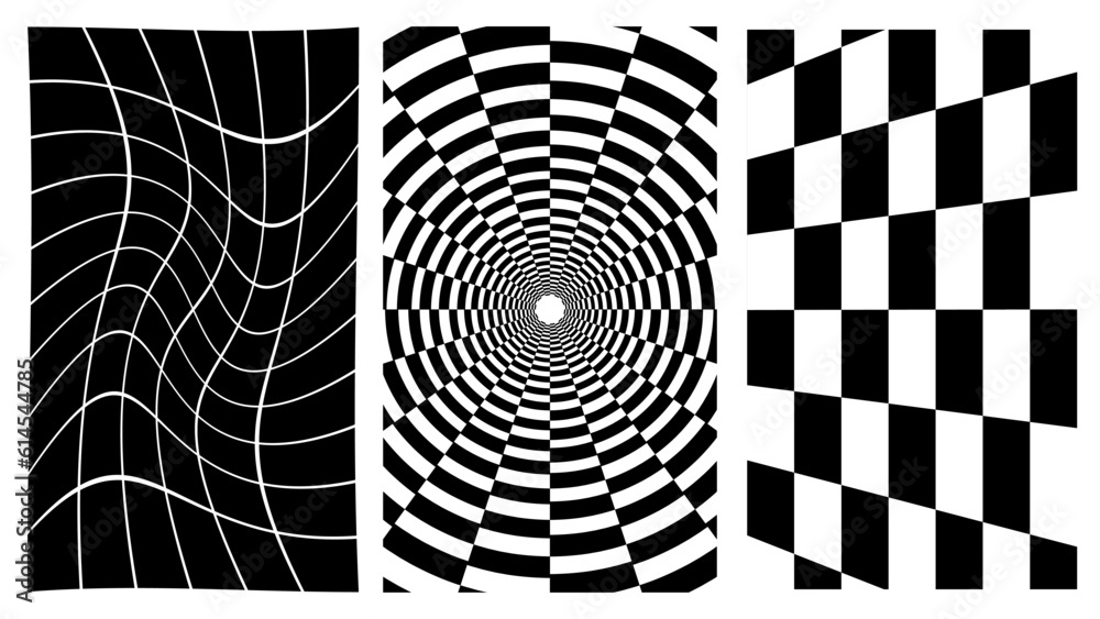 Poster set of abstract aesthetic y2k geometric isolated posters shapes. black and white retro line design e