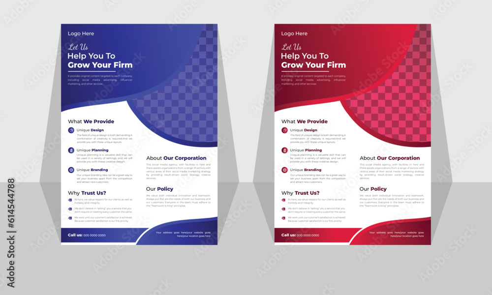 Poster a bundle of 2 templates with different colors in a4 flyer template. modern business flyer layout. ab