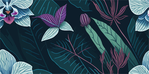 Tropical Whispers: Orchid Patterns Amidst Exotic Splendor