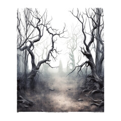 haunted forest isolated on a transparent background, generative ai
