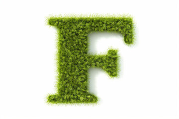 A letter f with grass on a white background, eco text effect, isolated letter with grass effect high quality