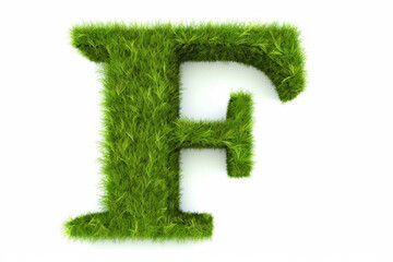 A letter f with grass on a white background, eco text effect, isolated letter with grass effect high quality