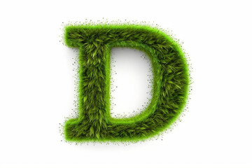 A letter d with grass on a white background, eco text effect, isolated letter with grass effect high quality