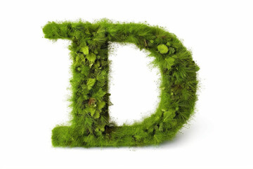 A letter d with grass on a white background, eco text effect, isolated letter with grass effect high quality