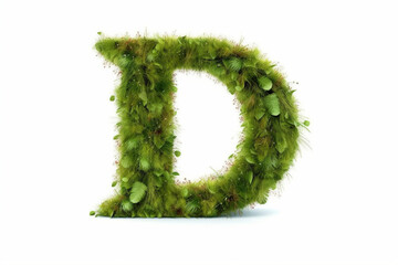 A letter d with grass on a white background, eco text effect, isolated letter with grass effect high quality