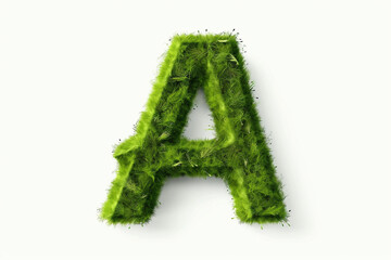 A letter a with grass on a white background, eco text effect, isolated letter with grass effect high quality