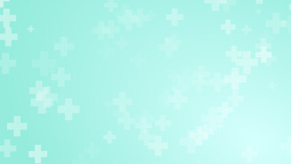 Abstract white blue green colors cross pattern healthcare background.