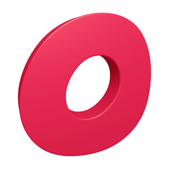 Pink alphabet letter o in 3d rendering for education, text concept