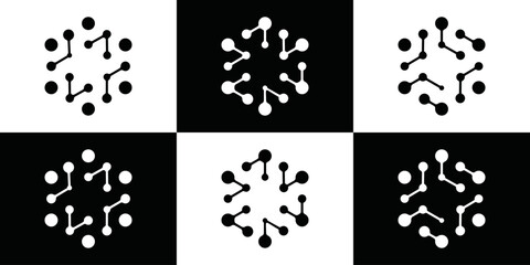 molecule logo vector. hexagon connection technology icon design logo template