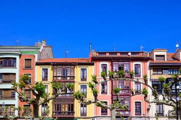 Naklejka premium Vacation on Costa Verde, Green coast of Asturias, Ribadesella village with sandy beaches, North of Spain