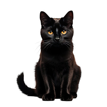 black cat isolated on a transparent background, generative ai