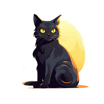 black cat prowl a stylized black cat isolated on a transparent background, generative ai