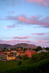 Vacation on Green coast of Asturias, Celorio village with sandy beaches, North of Spain