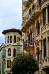 Walking of old streets in capital of Principality of Asturias, Oviedo, Spain