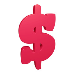 Pink dollar symbol or icon design in 3d rendering