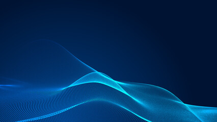 Abstract dot white blue wave gradient texture technology background.