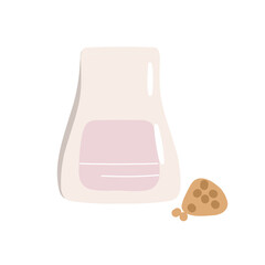 Vector illustration pet food packaging in cartoon style