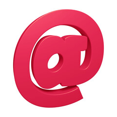 Pink email or at symbol design in 3d rendering