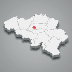 Fototapeta premium Brussels state location within Belgium 3d map