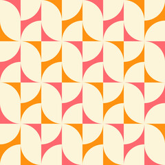 Groovy seamless pattern. Retro style background. Repeating vintage geometric design for prints. Repeated mosaic patern. Happy 70s wallpaper. Repeat abstract geometry lattice. Vector illustration
