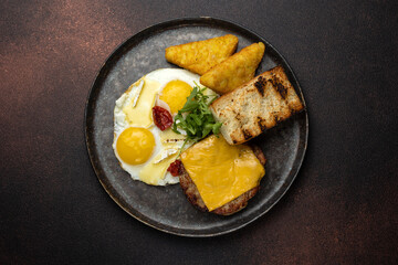 Delicious breakfasts from the restaurant. Close up